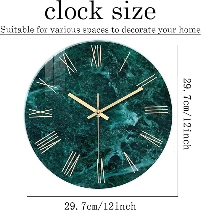 Teal Glass Wall Clock Battery Operated 16 Inch Modern Clock for Living Room Decor Large Wall Clock Silent-Ruum Studio Home