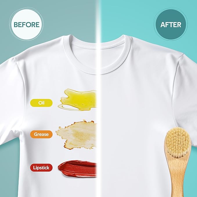 BFWood Laundry Stain Brush, Natural Soft Boar Bristles, Removes Tough Stains from Delicate Fabrics Like Knits, Cotton, and Linens, Gentle on Fabrics, No Damage-Ruum Studio Home