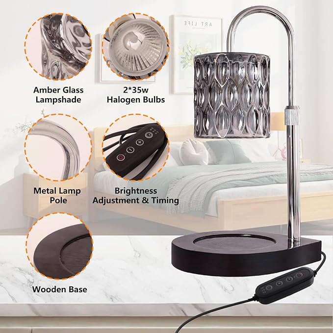 GEEZO Fragrance Candle Warmer Lamp，Electric Candle Warmer with Timer & Dimmer，Mom Christmas Birthday Gifts for Women, House Warming Gifts New Home Bedroom Decor-Ruum Studio Home