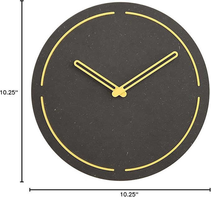 Stephanie Imports Modern Minimalist Dark Concrete Gray Silent Wall Clock (Yellow)-Ruum Studio Home