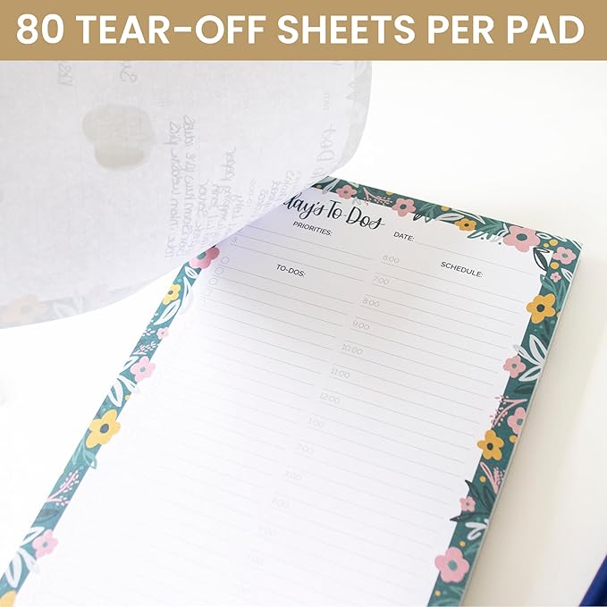 bloom daily planners Undated Daily Planner Notepad with Hourly Schedule for Appointments - Time Block To Do List Planning Pad - 80 Sheets - 6" x 9" - Garden Blooms-Ruum Studio Home