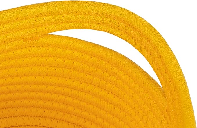 Shelf Storage Baskets for Organizing|Decorative Basket for Closet Storage|Toy Baskets&Bins|Small Woven Rope Baskets-13x8.66x5.11’’,Durable&Stylish,Oval 3 Packs Yellow-Ruum Studio Home