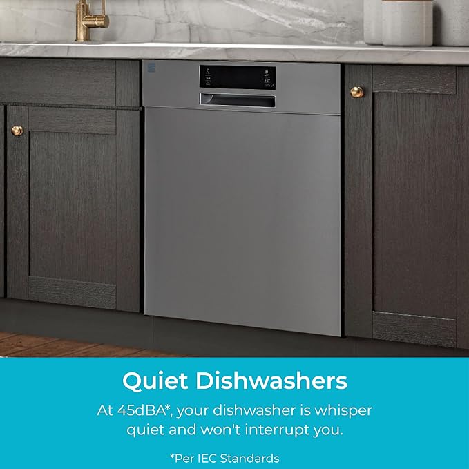 Kenmore 24" Built-in Stainless Steel Tub Dishwasher EasyFlex 3rd, SmartWash, UltraWash Plus, TurboDry, and Adjustable Rack, Energy Star Certified, Fingerprint Resistant-Ruum Studio Home