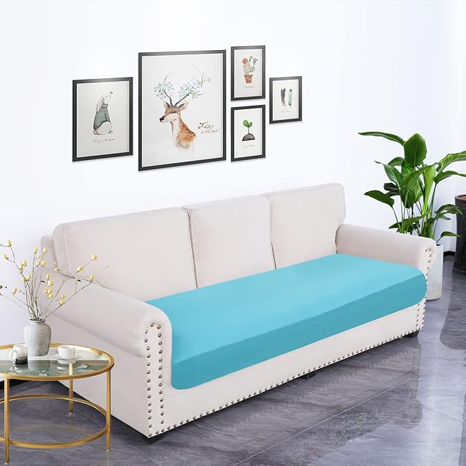 hyha Waterproof Couch Cushion Covers, Stretch Sofa Couch Seat Slipcover for Dog Washable, Non-Slip Waterproof Outdoor Cushion Covers for Patio Furniture Replacement (1 Piece for Large, Peacock Blue)-Ruum Studio Home