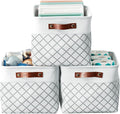 DECOMOMO White Storage Bins Fabric Storage Baskets for Shelves, Linen Closet Organization Toys Nursery (White Check, Large - 3 Pack)-Ruum Studio Home