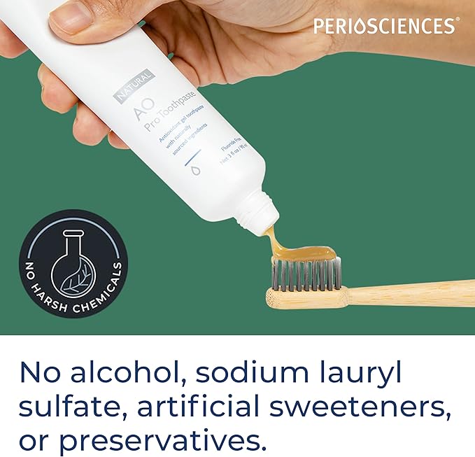 PerioSciences AO Pro Natural Toothpaste with Nano Hydroxyapatite, Remineralizing, Fluoride Free, SLS Free, Gluten Free 3 fl oz / 90ml - Pack of 2-Ruum Studio Home