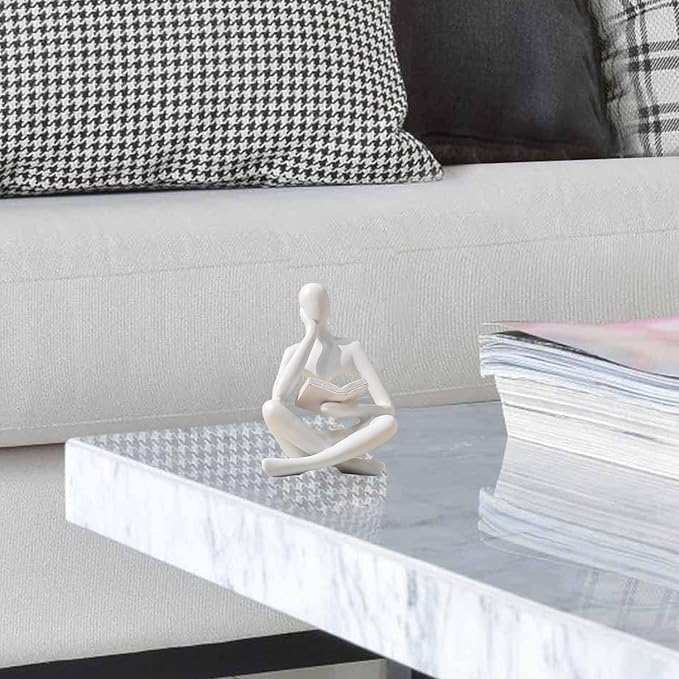 Bookshelf Decor Thinker Statue - Abstract Style Thinker Sculptures Modern Aesthetic Figurine Decoration Statues for Home Decor-Zuo Si-White-Ruum Studio Home