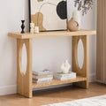 BECHAEO 47-Inch Farmhouse Narrow Console Table, 2'' Thickened Entryway Table with Solid Wood Veneer, 2-Tier Sofa Tables Behind Couch, Rectangle Hallway Tables for Living Room, Foyer Rustic Oak-Ruum Studio Home