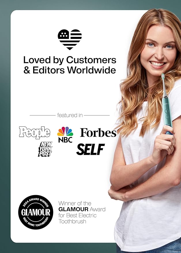 Aquasonic Vibe Series Ultra-Whitening Toothbrush – ADA Accepted Power Toothbrush - 8 Brush Heads & Travel Case – 40,000 VPM Motor & Wireless Charging - 4 Modes w Smart Timer – Mint Green Metallic-Ruum Studio Home