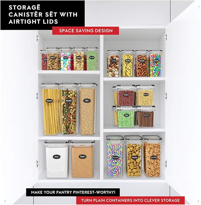 DWËLLZA KITCHEN Airtight Food Storage Container Set - 6 Pieces 2.0L - Plastic BPA Free Kitchen Pantry Storage Containers - Dishwasher Safe - Include 8 Labels and Marker - Keeps Food Fresh & Dry-Ruum Studio Home