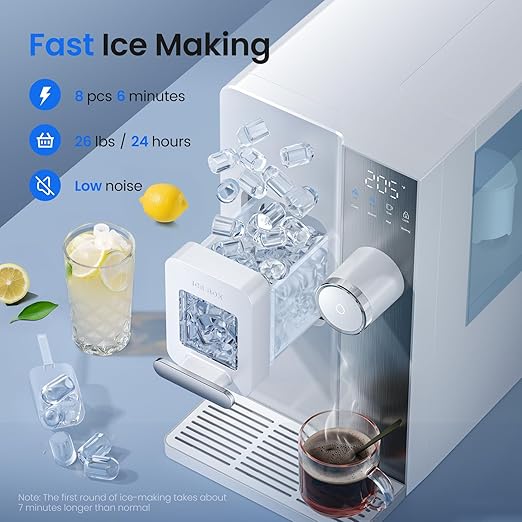 Ice Maker Water Filter Dispenser, 3 in1 Countertop Instant Hot & Cold Water -7 Stage Purification with Remineralization 7 Temperature & 5 Dispensing Volume Options Portable No Installation.-Ruum Studio Home