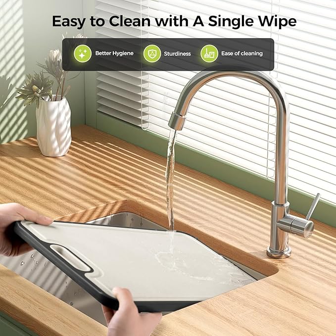 Titanium Cutting Board for Kitchen, Cutting Board Double Sided Food Grade, Pure Titanium and Wheat Straw PP, Easy to Clean Large Size 16”×11”-Ruum Studio Home