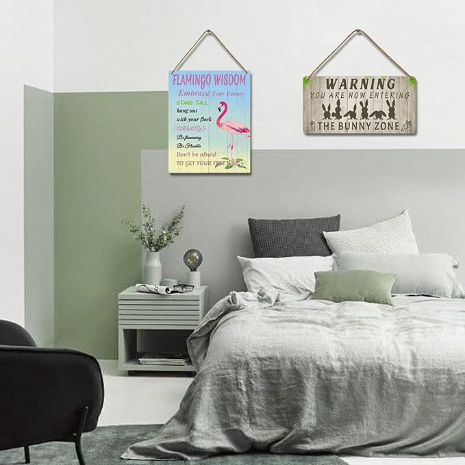 Easter Rabbit Sign Funny Bunny Wall Art Decor Rustic Bunny Wood Signs for Home Decorations Rabbit Lover Gifts for Women The Bunny Zone Sign 12x6 Inch-Ruum Studio Home