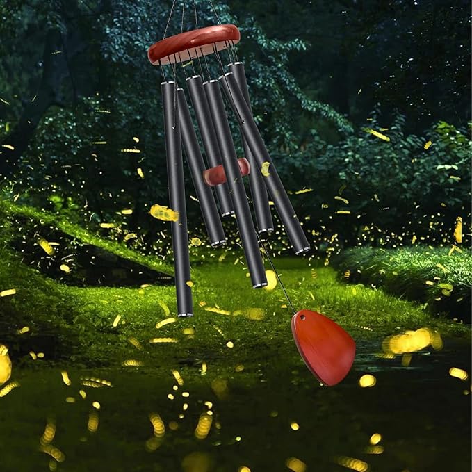 28" Wind Chimes for Mothers Day, Decorative Wind Chimes for Outside, Memorial Windchimes Remembrance Gift for Women Mom Grandma, Metal Wind Chime Outdoor Decor for Garden Patio Zen(Black 2Pack)-Ruum Studio Home