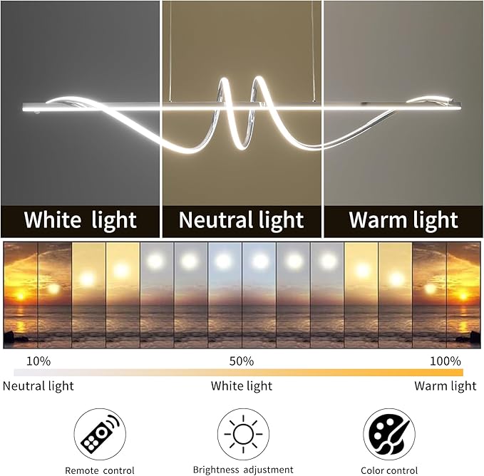 Modern Ceiling Chandelier Light, Acrylic Anti Flicker Pendant Lamp with Remote Control Dimmable 3 Color Mode & Brightness for Kitchen Bar-Ruum Studio Home