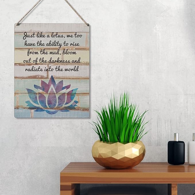 Qious Inspirational Gift Signs Just Like a Lotus We Too Have the Ability to Rise Wooden Hanging Sign Rustic Wall Art Home Decoration 10 x 8 Inches…-Ruum Studio Home