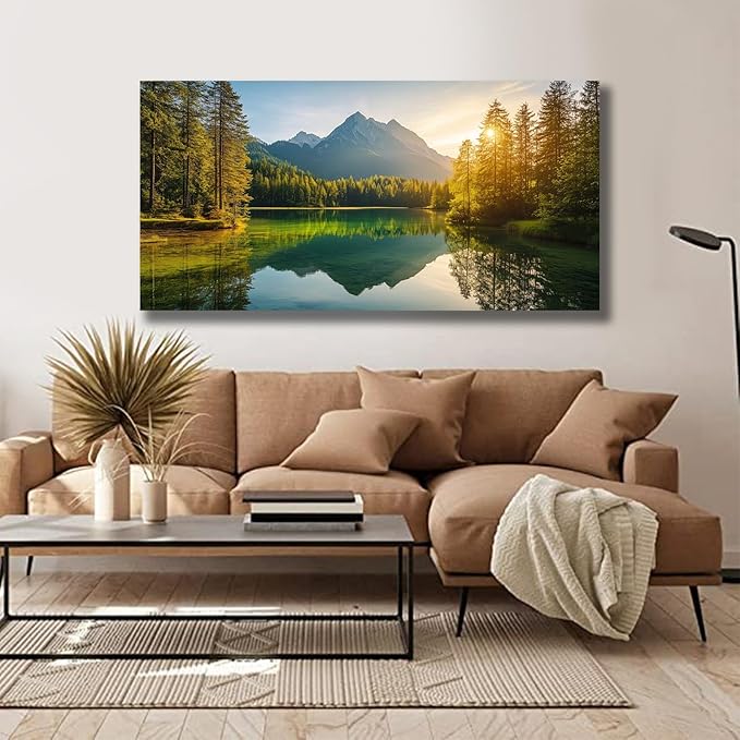 Yuaxker Tree of Life Wall Art Green and Yellow Wall Decor Modern Landscape Posters Artwork for Living Room Bedroom Dining Room Office Home Decor 24x48inch-Ruum Studio Home