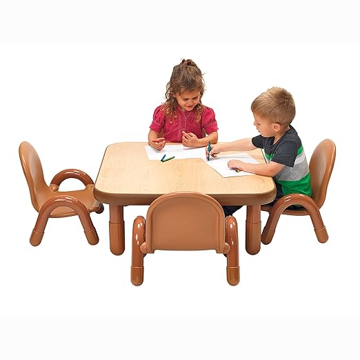 Children’s Factory Baseline Toddler Square Table and Chairs Set, Natural Wood – Includes One 30”, 12” High Square Table and Four 5” High Chairs – Durable, Lightweight, Easy to Move-Ruum Studio Home