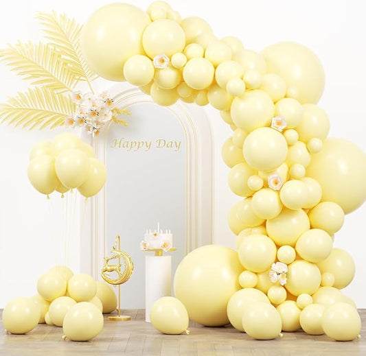 130pcs Pastel Yellow Balloons Different Sizes 18" 12" 10" 5" Light Yellow Latex Balloon Garland Arch Kit for Birthday Baby Shower Graduation Wedding Gender Reveal Party Decorations-Ruum Studio Home