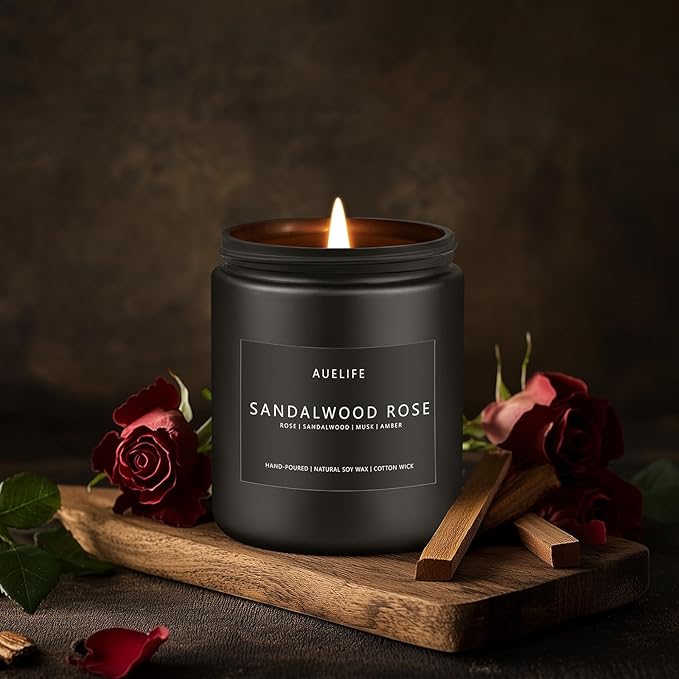 Sandalwood Rose Candle | Scented Candles for Home, Aromatherapy Candle - Soy Candles for Home Scented, Gifts for Women Men, House Fragrance Decoration -7oz-Ruum Studio Home