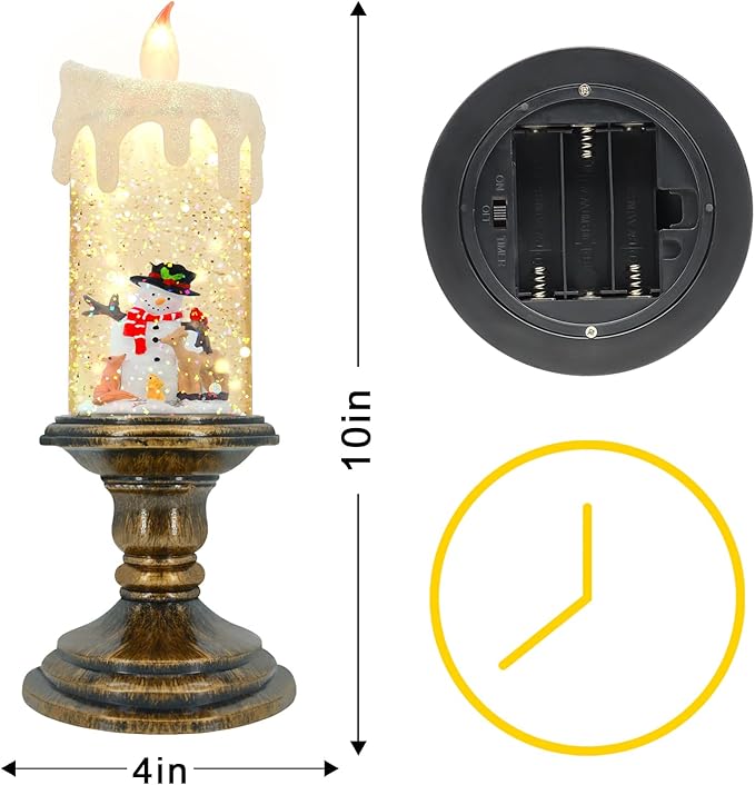Christmas Flameless Candles, Flickering Flameless Candles with Timer, LED Candles Battery Operated, Snow Globe Candle Light for Christmas Decorations-Ruum Studio Home