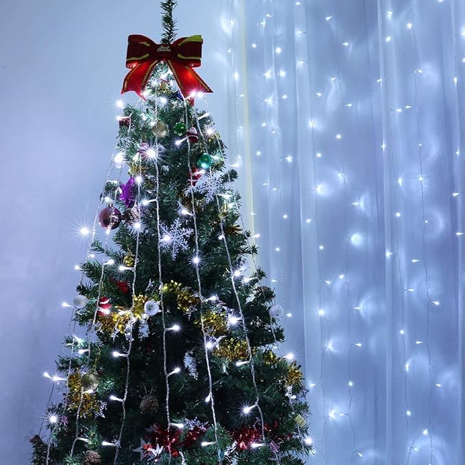 Lighting EVER Curtain Lights Cool White, 306 LED Plug in Hanging Fairy String Light for Bedroom Wall, Indoor Outdoor Backdrop Lighting for Wedding Party Patio (10x10ft, 18 Strings 6.9" Apart)-Ruum Studio Home