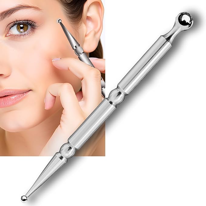 BYYDDIY Stainless Steel Dual Head Facial Reflexology Tools,Ear Massage Tool,Body Point Probe Pen &Trigger Point Massager Tool for Deep Tissue (P-S)-Ruum Studio Home