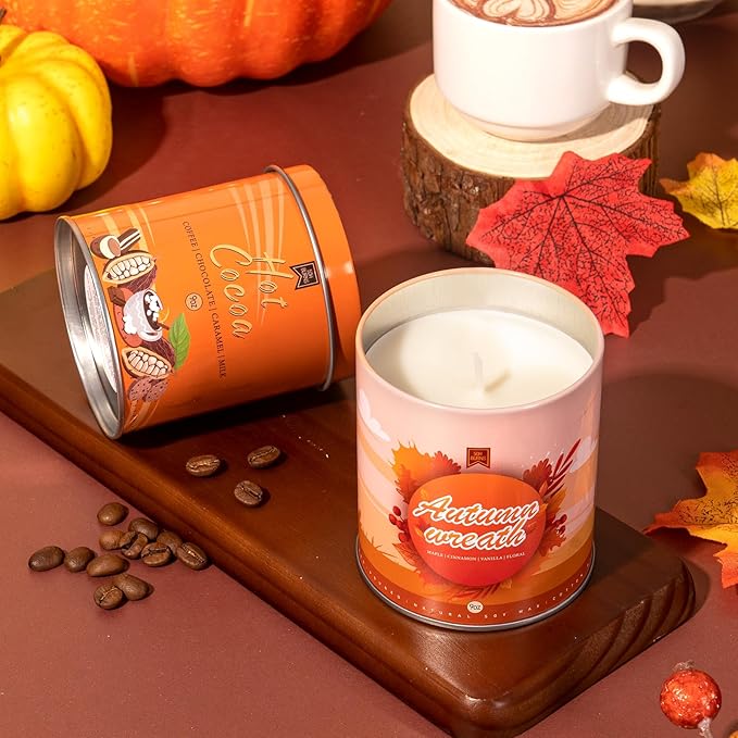 Set of 6 Fall Scented Candles 9 oz Aromatherapy Non Toxic Soy Wax Birthday Candles for Halloween Christmas Easter, Birthday Gifts for Women Men Back to School Gifts for Students, 6 Warmful Scents-Ruum Studio Home