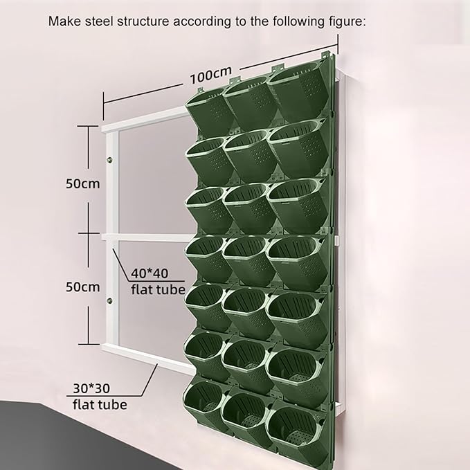 Self Watering Wall Mounted Vertical Planter, 36 Pots Wall Planter Indoor Vertical Living Green Plant Wall Easy Installation (Green)-Ruum Studio Home