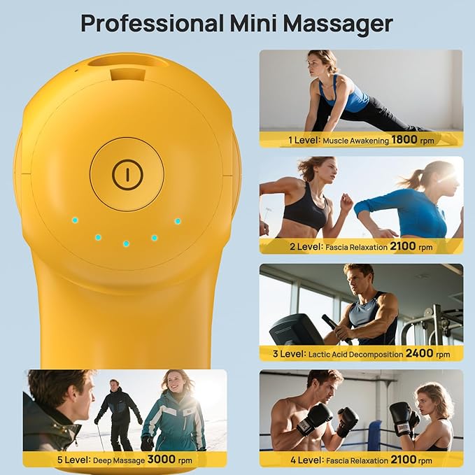 Massage Gun Mini, Electric Muscle Massager Deep Tissue, Compact Travel Size Handheld Percussion Massage Gun for Back, Shoulders, Full Body Recovery and Pain Relief, Birthday Gifts for Men Women-Ruum Studio Home