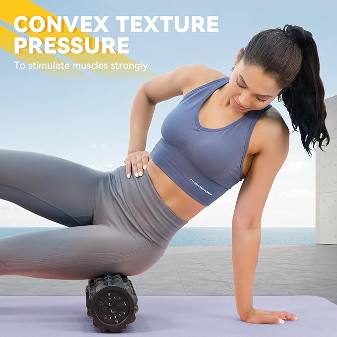 Vibrating Foam Roller, High Density Massage Muscle Roller Back Roller Foam for Back Pain Relief & Muscle Recovery and Physical Therapy, 5-Speed Rechargeable Exercise Roller, 2 Modes-Ruum Studio Home