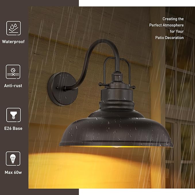zeyu 2 Pack Gooseneck Barn Lights Outdoor, Outdoor Wall Sconces for Porch Patio, 18" Farmhouse barn Lights in Oil Rubbed Bronze Finish, 016-1BL-2 ORB-Ruum Studio Home