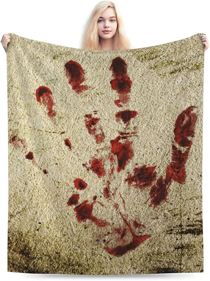 HGOD DESIGNS Bloody Hand Flannel Fleece Bed Blanket Throw Blanket Lightweight Cozy Plush Blanket for Bedroom Living Rooms Sofa Couch 40"x50"-Ruum Studio Home