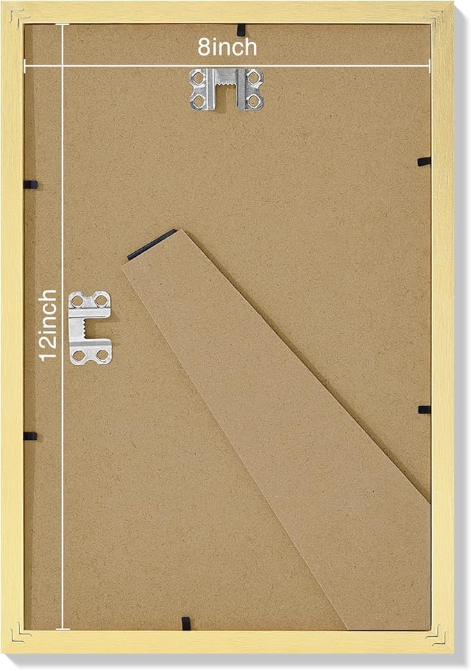 Vittanly 8x12 Picture Frames Set of 9, Shatter Resistant Plexiglass, Display 6x8 Pictures with Mat or 8x12 without Mat, Photo Frames for Wall or Tabletop, Engineered Wood, Gold-Ruum Studio Home