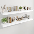 Marsmiles 55" Floating Shelves for Wall, Wooden Shelves with Invisible Brackets Set of 2, Rustic Farmhouse Wall Mounted Shelf for Kitchen Bathroom Living Room Study, White-Ruum Studio Home