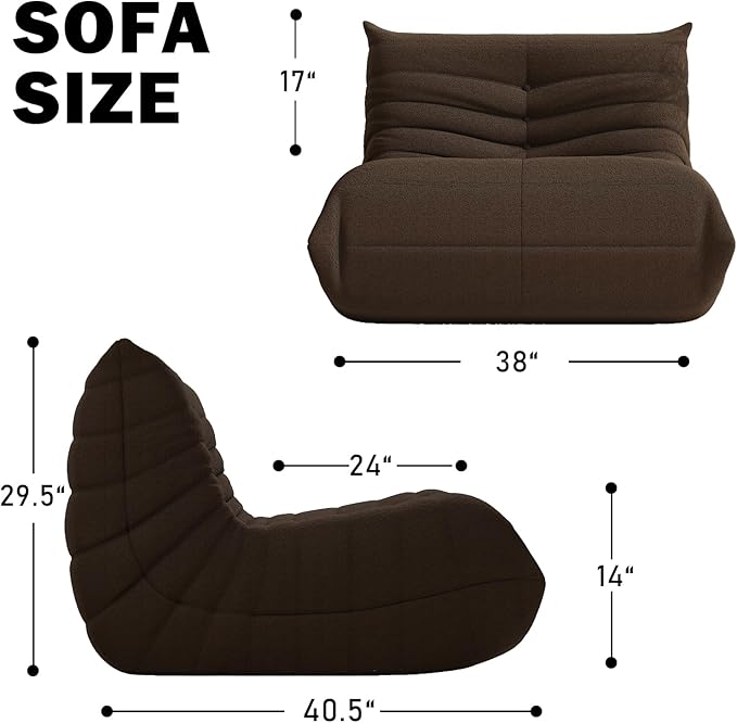 Bean Bag Chair, Memory Foam Bean Bag Sofa Large Bean Bag Chair for Adults, Bean Bag Chairs for Teens with High Density Comfortable Foam, Bean Bag for Living Room, Bedroom (Coffee)-Ruum Studio Home