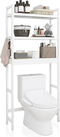 SMIBUY Bathroom Storage Shelf, Bamboo Over-The-Toilet Organizer Rack, Freestanding Toilet Space Saver with 3-Tier Adjustable Shelves (White)-Ruum Studio Home