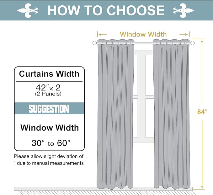 ChrisDowa Grommet Blackout Curtains for Bedroom and Living Room - 2 Panels Set Thermal Insulated Room Darkening Curtains (Stone Blue, 42W x 84L)-Ruum Studio Home