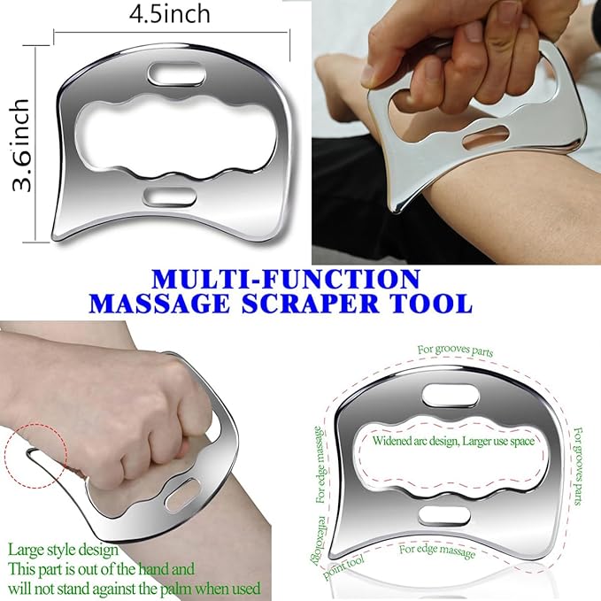 Muscle Scraper IASTM Tool Set (4-Piece) gua sha Stainless Steel fascial Release Tool deep Soft Tissue Massage Tool Set-Ruum Studio Home