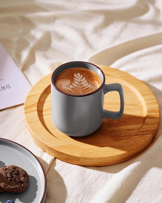 famiware Coffee Mugs Set of 6, Nebula 14oz Coffee Mugs, Ceramic Cup Set with Handle for Latte, Tea, Milk, Cappuccino, Cocoa, Dark Gray-Ruum Studio Home