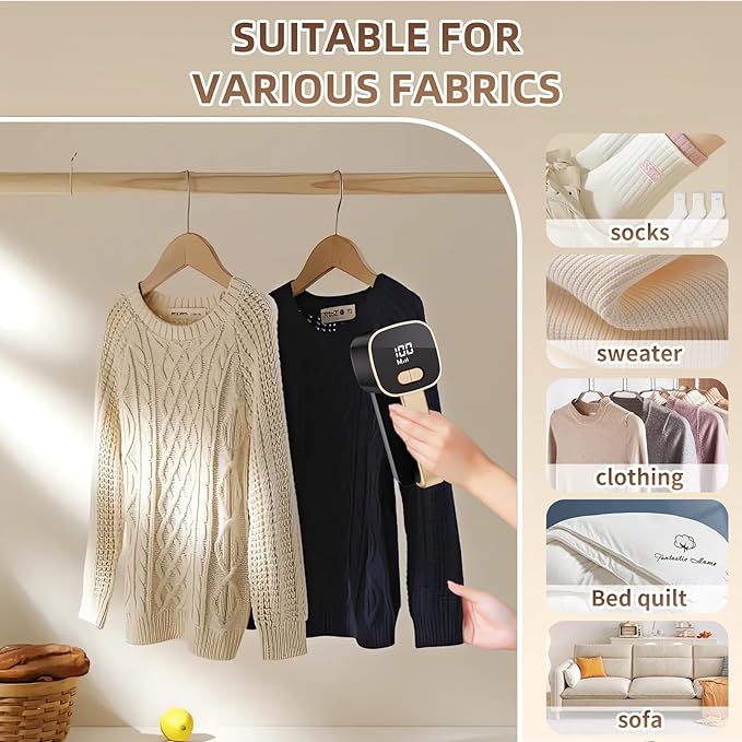 Rechargeable Lint Remover, Fabric Shaver Fuzz Remover, Sweater Shavers with 6-Leaf Blades, 3-Speeds Digital LED Display to Remove Pilling for Clothing and Furniture, Fuzz, Lint Ball, Black-Ruum Studio Home