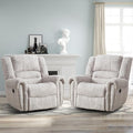 CANMOV Manual Recliner Chair Set of 2, Classic and Traditional Manual Recliner Chair with Comfortable Arms and Back Single Sofa for Living Room, White Grey-Ruum Studio Home
