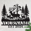 Personalized Deer Forest Name metal Signs,Custom Shed Metal Wall Decor,Black Deer Metal Wall Art Decor,Deer Home Metal Signs Plaques,Outdoor wall Decorative Signage (Style E)-Ruum Studio Home