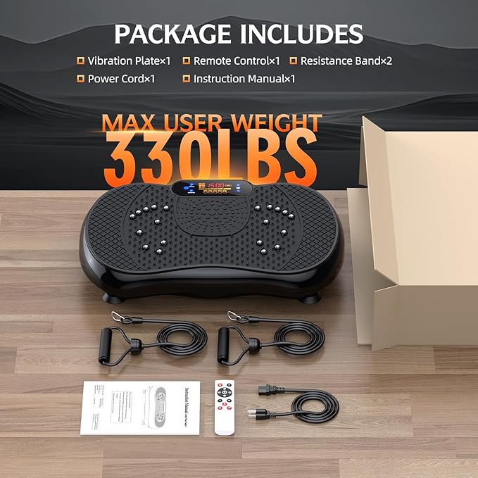 Vibration Plate Exercise Machine, Lymphatic Drainage Machine for Weight Loss, Full Body Workout Vibrate Fitness Platform, Helps Toning Shaping Wellness Home Gyms Workout - Max User Weight 330lbs-Ruum Studio Home