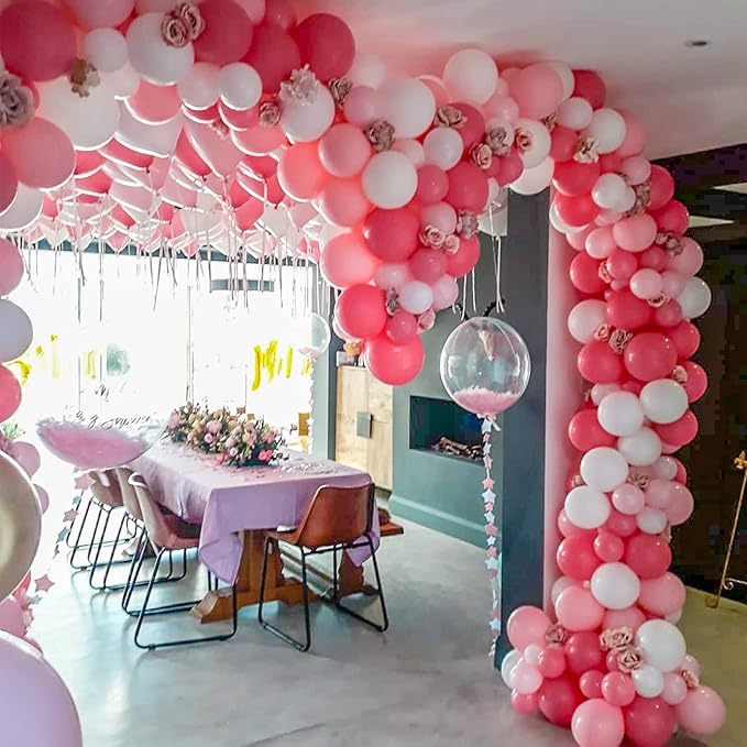 130pcs Hot Pink Balloons Different Sizes 18" 12" 10" 5" Dark Pink Balloons for Birthday Graduation Baby Shower Wedding Anniversary Princess Theme Party Valentine's Day Decorations-Ruum Studio Home