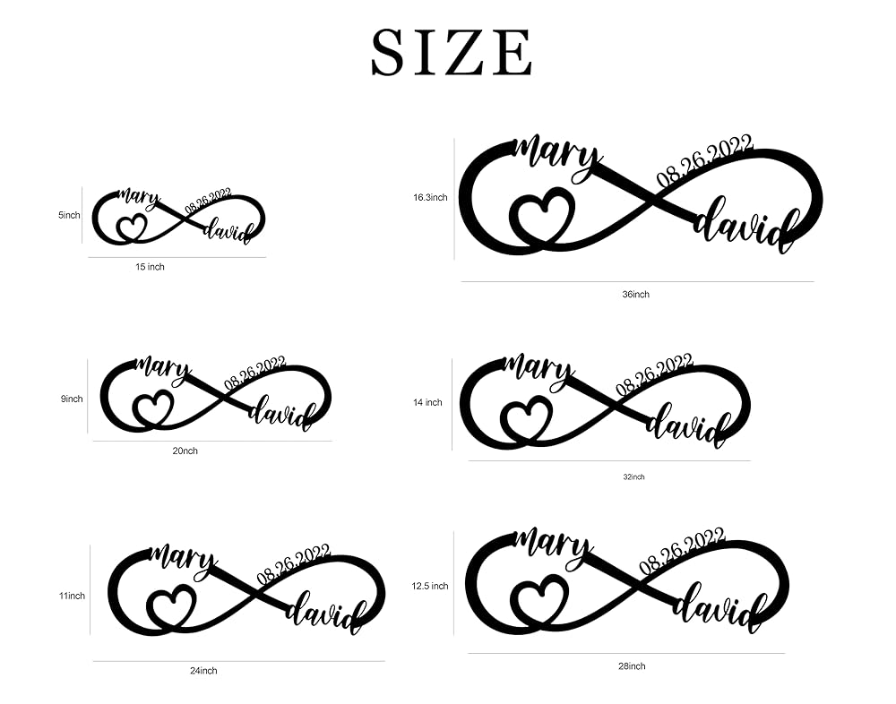 Wedding Gifts for Couples 2025 | Personalized Wedding Gifts | Couples Gift for Her | Anniversary Wedding Date Sign | Engagement Gift | Wall Decor | Bridal Shower Gift | Infinity Metal Sign-Ruum Studio Home