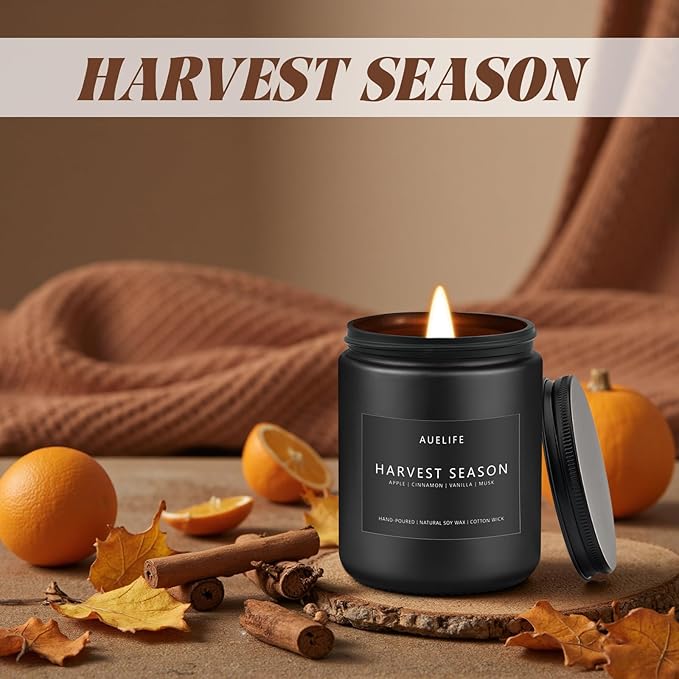 Fall Candle - Harvest Season Scented Candles, Fall Soy Candle for Home Decor, 7 oz Natural Soy Wax – Long-Lasting Autumn Candles, Aromatherapy Gift for Women & Thanksgiving, 7oz-Ruum Studio Home