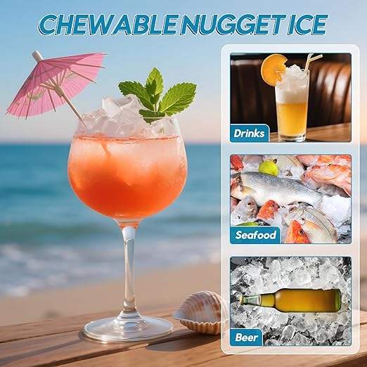 Nugget Ice Maker Countertop, 80Lbs/24H with 20LBS Ice Basket - Dual Water Inlet (Tap/Bottle), Self-Cleaning Stainless Steel Pellet Ice Machine, Chewable Ice Dispenser for Home, Kitchen, Office-Ruum Studio Home