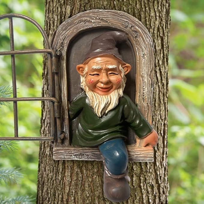Whimsical Fairy Garden Gnome Statue, Tree Faces Decor Outdoor -5.9 Inch, Funny Garden Tree Decoration,Ideal Patio Yard Lawn Porch Decoration-Ruum Studio Home