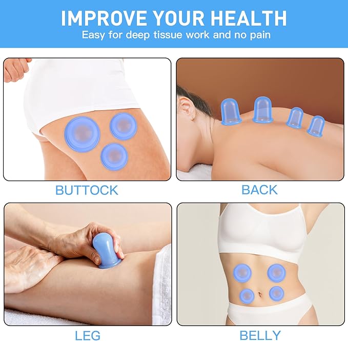 Silicone Cupping Therapy Set - Cupping Kit for Massage Therapy - Cellulite Remover Cupping Set - Anti Cellulite Cup Massager, Vacuum Suction Massage Cups for Cellulite Reduction-Ruum Studio Home